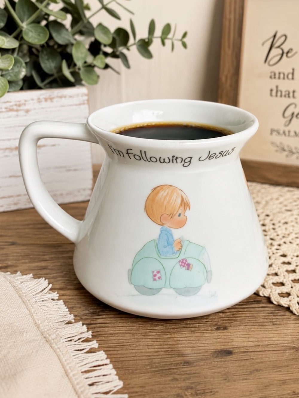 Vintage 1986 Enesco Precious Moments I’m Following Jesus Child Mug PM-863 Mug